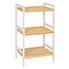Bambusz tároló polc 3 szintes fürdőszobába, konyhába, természetes 45x32x80cm