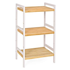   Bambusz tároló polc 3 szintes fürdőszobába, konyhába, természetes 45x32x80cm