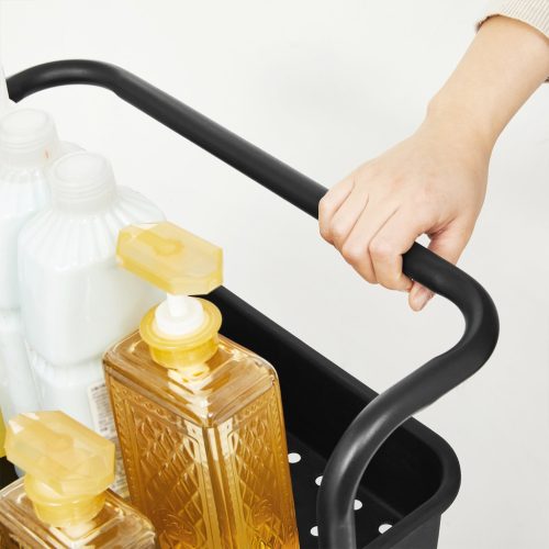 Konyhai tálaló kocsi, gurulós tároló 3 polcos, fekete 60x40x85cm