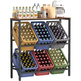   Ital tárolópolc 2 szintes, 6 rekeszes, 150 kg teherbírás, rusztikus barna