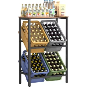   Ital tárolópolc 2 szintes, 4 rekeszes, 150 kg teherbírás, rusztikus barna