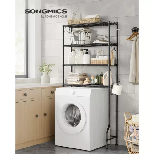 SONGMICS 4 szintes WC fölötti tároló, fém tároló állvány, állítható polcok, 4