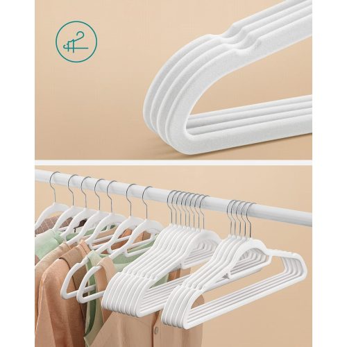 SONGMICS Bársony vállfák, 50 darabos készlet, csúszásmentes ruhavállfák, 0,6 cm vastagság,