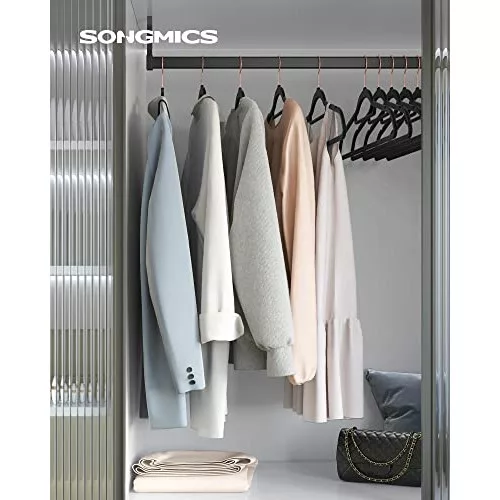 Bársony vállfa, csúszásmentes ruhaakasztó 50 db, fekete