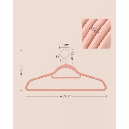 SONGMICS Bársony, 50 darabos, csúszásmentes ruhafogasok, 0,6 cm vastagság, helytakarékos,