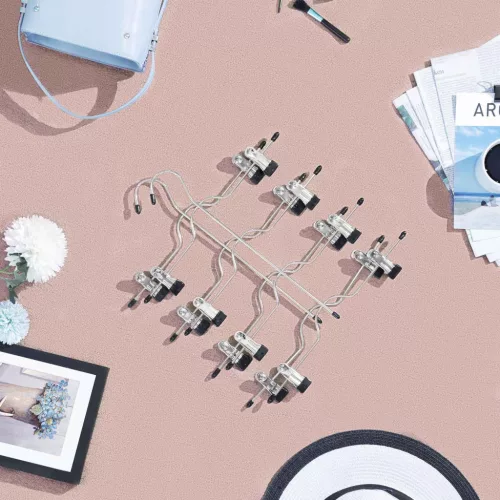 Nadrágtartó vállfa készlet 3 db, fém, csúszásmentes, ezüst-fekete