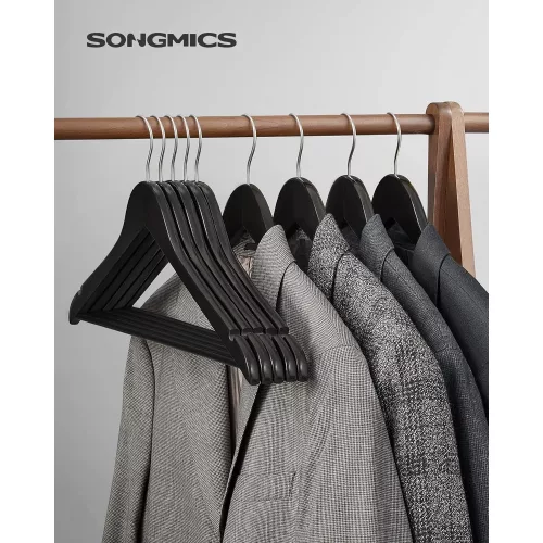 SONGMICS Fa Akasztók, 20 darabos készlet, Kabátakasztók, Ruhák akasztói, Vállhoronnyal,