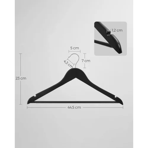 SONGMICS Fa vállfák, 10 darabos készlet, kabát vállfák, ruha vállfák, vállnyílásokkal,