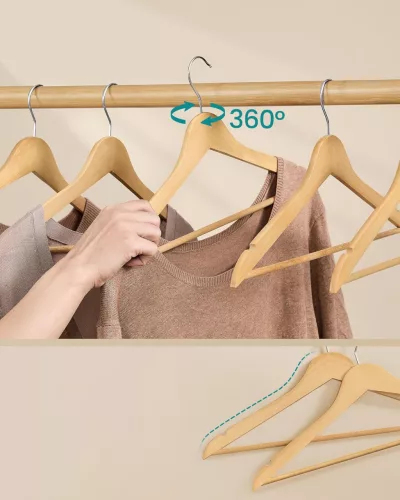 Vállfa készlet 30 db, vékony, csúszásmentes, fa színű