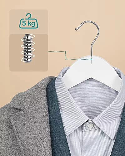 SONGMICS Fa Akasztók, 20 darabos készlet, Kabátakasztók, Ruhák akasztói, Vállhoronnyal,
