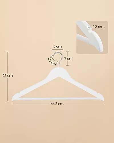 SONGMICS Fa Akasztók, 20 darabos készlet, Kabátakasztók, Ruhák akasztói, Vállhoronnyal,