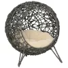 Rattan macskaház párnákkal, szürke, 52 x 58 cm