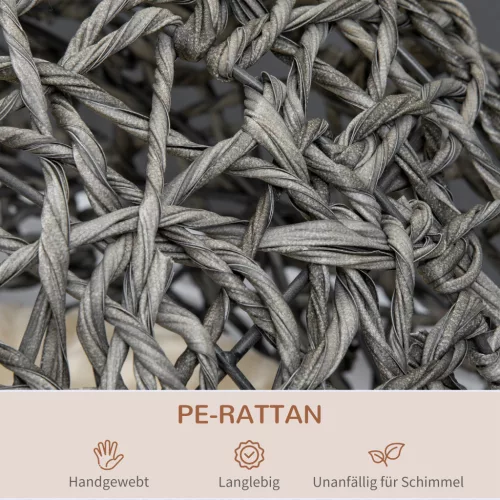 Rattan macskaház párnákkal, szürke, 52 x 58 cm