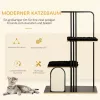 PawHut 128 cm magas macskafa párnával, kaparódeszkával, 2 platformmal, strapabíró acélból