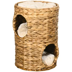   Macskakaparó torony, 2 szintes, 47 cm magas, natúr vízijácint, párnákkal