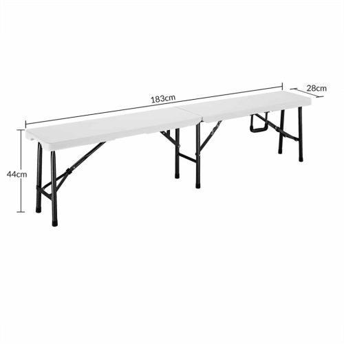 Kerti pad, 2 darabos, fehér műanyag, 28x183x44 cm