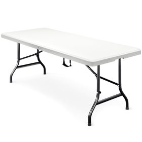 Összecsukható kerti asztal, műanyag, fehér, 183x76x74 cm