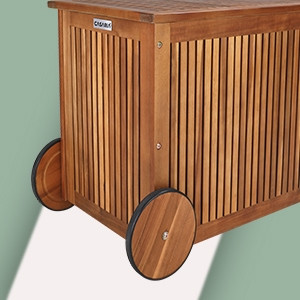 Kerti tároló láda, akácfából, 350 liter, 124 x 52 x 58 cm, vízzálló