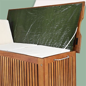 Kerti tároló láda, akácfából, 350 liter, 124 x 52 x 58 cm, vízzálló