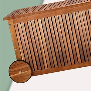 Kerti tároló láda, akácfából, 350 liter, 124 x 52 x 58 cm, vízzálló