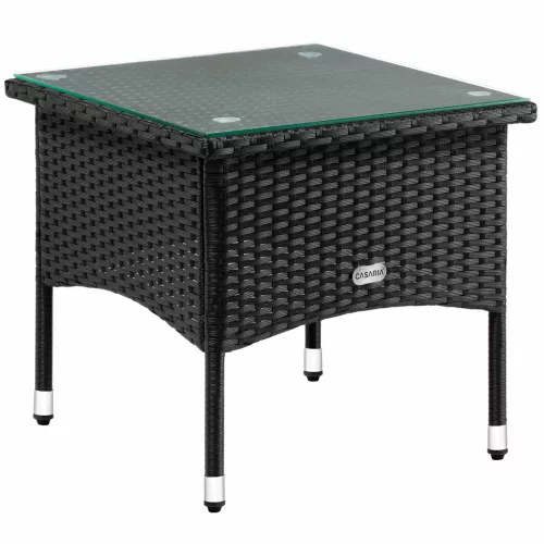 Kerti kisasztal, polyrattan, fekete, 50 x 50 x 45 cm