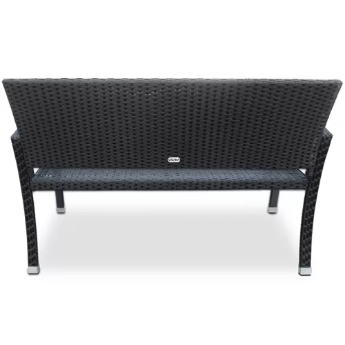 Kerti pad, polyrattan, fekete, 122 x 58 x 87 cm