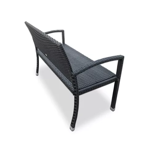 Kerti pad, polyrattan, fekete, 122 x 58 x 87 cm
