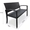 Kerti pad, polyrattan, fekete, 122 x 58 x 87 cm
