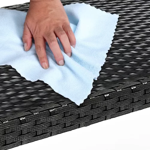 Kerti pad, polyrattan, fekete, 122 x 58 x 87 cm