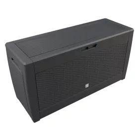 Kerti tároló láda, antracit, 310 liter, rattan hatású, vízzálló