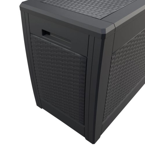 Kerti tároló láda, antracit, 310 liter, rattan hatású, vízzálló
