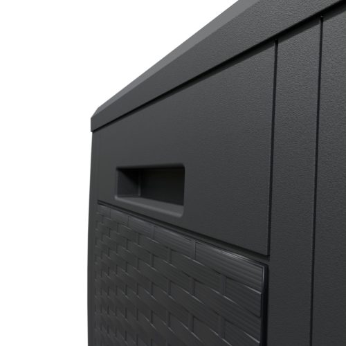 Kerti tároló láda, antracit, 310 liter, rattan hatású, vízzálló