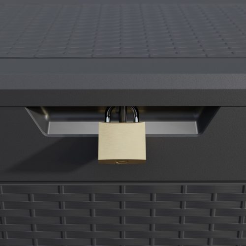 Kerti tároló láda, antracit, 310 liter, rattan hatású, vízzálló