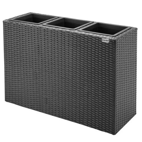 Virágtartó, polyrattan, fekete, 83 x 30