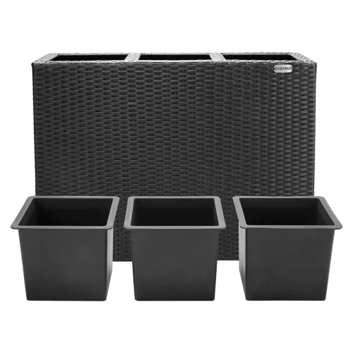 Virágtartó, polyrattan, fekete, 83 x 30