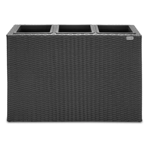 Virágtartó, polyrattan, fekete, 83 x 30
