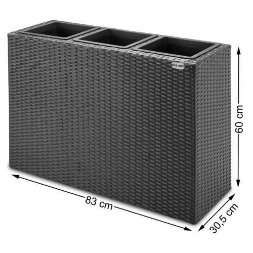 Virágtartó, polyrattan, fekete, 83 x 30