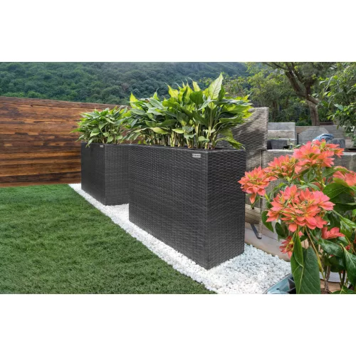 Virágtartó, polyrattan, fekete, 83 x 30
