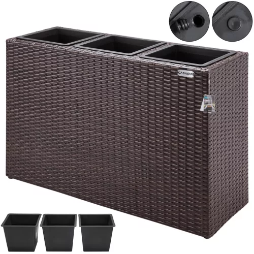 Virágtartó, polyrattan, barna, 83 x 30