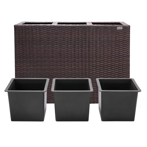 Virágtartó, polyrattan, barna, 83 x 30
