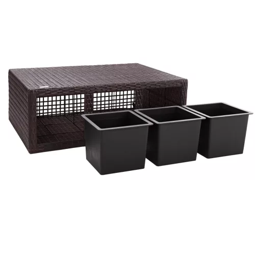 Virágtartó, polyrattan, barna, 83 x 30