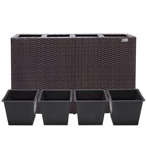 Virágtartó, polyrattan, barna, 95 x 27