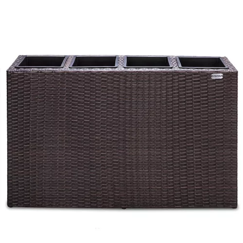 Virágtartó, polyrattan, barna, 95 x 27