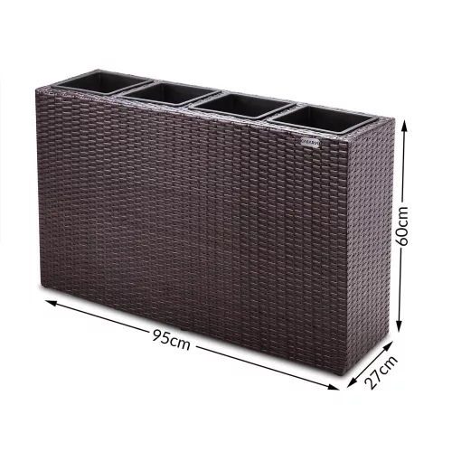 Virágtartó, polyrattan, barna, 95 x 27