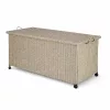 Kerti tároló láda, kerekekkel, polyrattan, krém, 117x53x60 cm