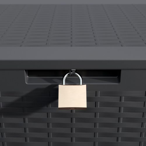 Kerti tároló láda, antracit, 290 liter, kerekekkel, vízzálló