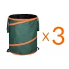 Kerti hulladéktároló zsák, 3 darabos szett, zöld, 85 liter