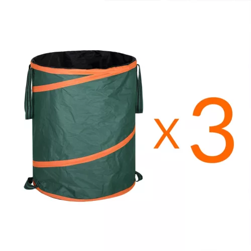 Kerti hulladéktároló zsák, 3 darabos szett, zöld, 85 liter