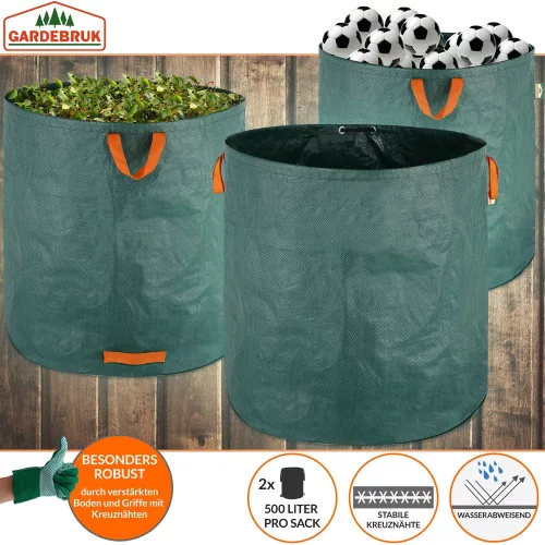 Kerti hulladéktároló zsák, 2 darabos szett, zöld, 500 liter