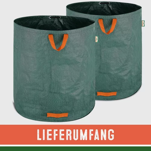 Kerti hulladéktároló zsák, 2 darabos szett, zöld, 500 liter